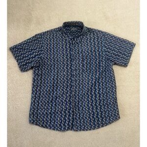 Point Zero Orange Label Ikat Pattern Button Up Men's XL‎  Geometric Bohemian